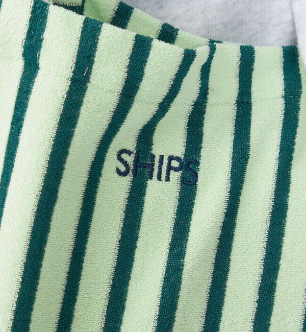SHIPS「【WEB限定】SHIPS: パイル ストライプ SHIPSロゴ エンブロイダリー トート バッグ」|トートバッグ|