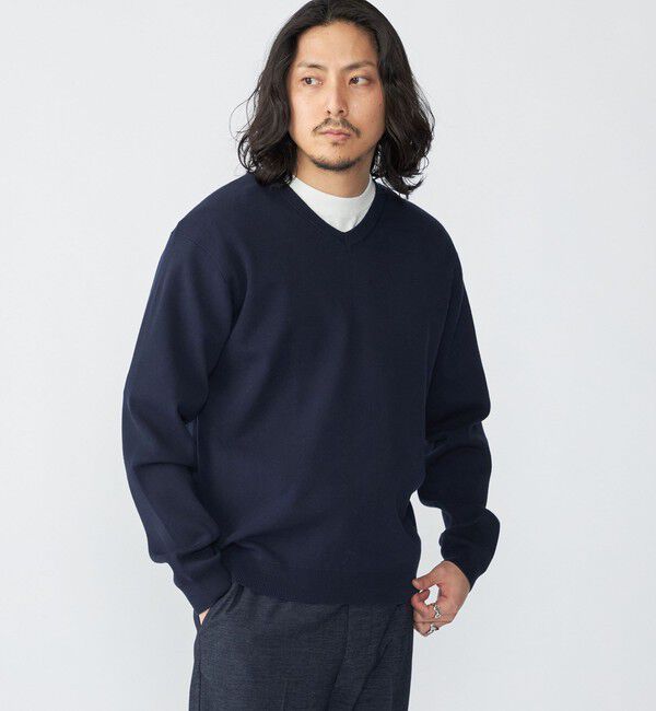 SHIPS「【WEB限定】SHIPS:〈ネックが選べる/手洗い可能〉テレワーク ビズ ワンポイント ロゴ ニット」|ニット・セーター|