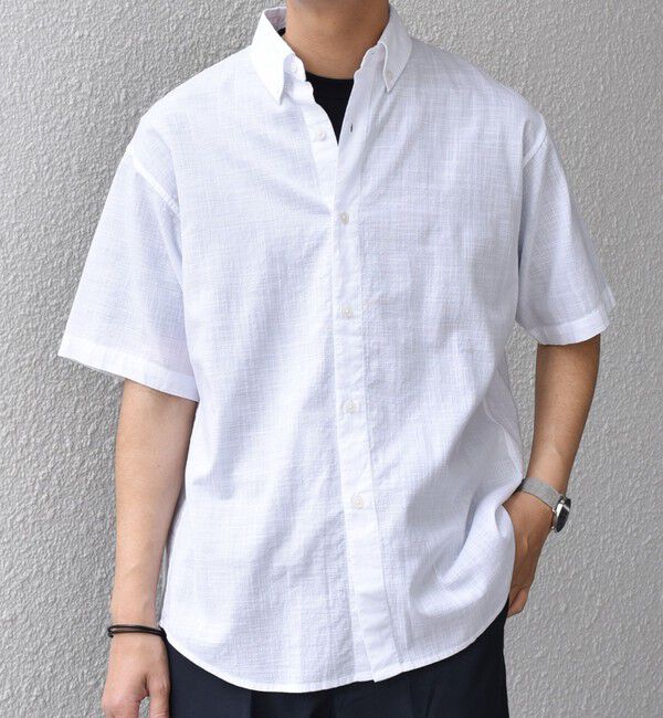 SHIPS any「SHIPS any: BEZ TEXTILE マルチカラー ストライプ/ソリッド ボタンダウン ショートスリーブ シャツ◇」|シャツ・ブラウス|