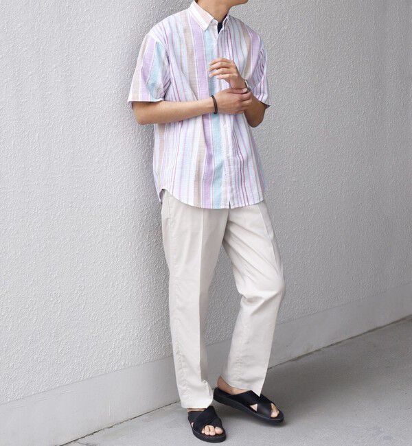 SHIPS any「SHIPS any: BEZ TEXTILE マルチカラー ストライプ/ソリッド ボタンダウン ショートスリーブ シャツ◇」|シャツ・ブラウス|