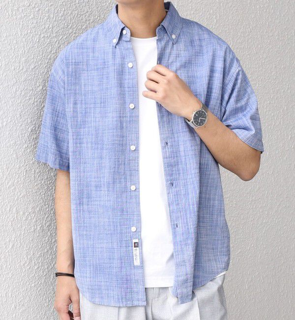 SHIPS any「SHIPS any: BEZ TEXTILE マルチカラー ストライプ/ソリッド ボタンダウン ショートスリーブ シャツ◇」|シャツ・ブラウス|