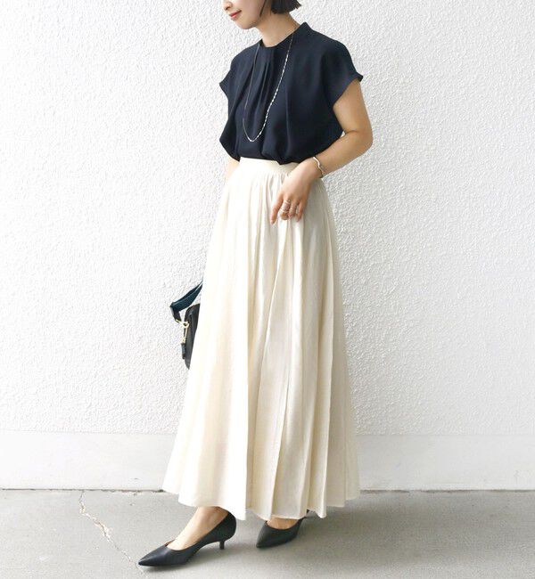 SHIPS for women「〈手洗い可能〉ウエスト ゴム ボリューム フレア ロング スカート」|スカート|