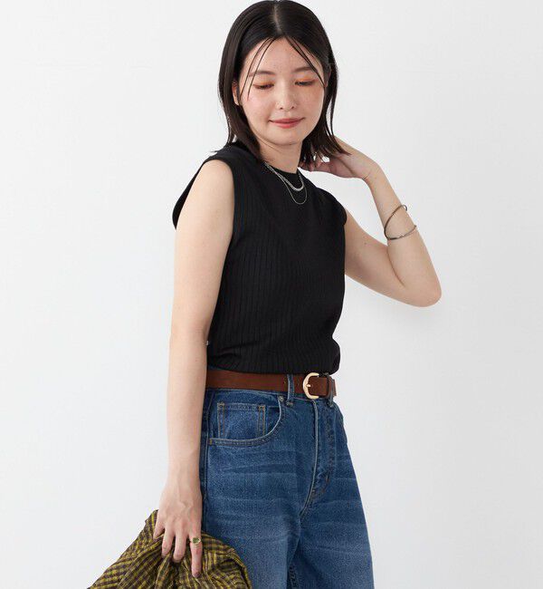 SHIPS Colors 「SHIPS Colors:〈手洗い可能〉ブライト ワイドリブ ノースリーブ ニット◇」|ニット・セーター|