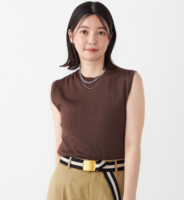 SHIPS Colors 「SHIPS Colors:〈手洗い可能〉ブライト ワイドリブ ノースリーブ ニット◇」|ニット・セーター|