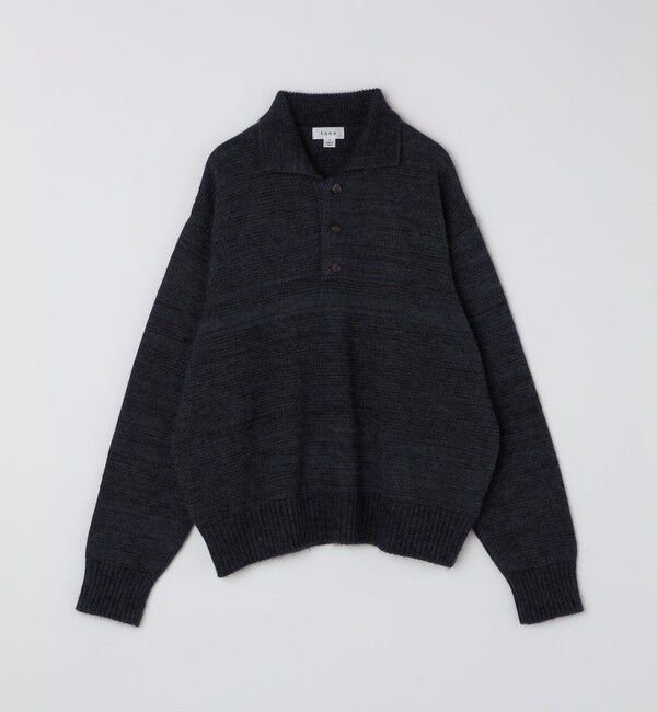 SHIPS「【City Ambient Products別注】tone: POLO SWEATER」|ニット・セーター|チャコールグレー