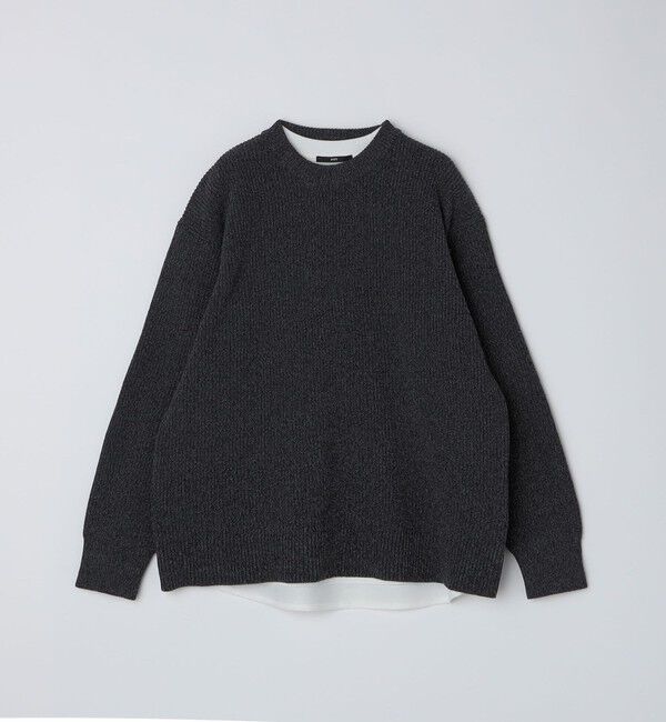 SHIPS「【WEB限定】SHIPS: ビッグシルエット クルーネック レイヤード ニット（ニット+ロンT）」|ニット・セーター|