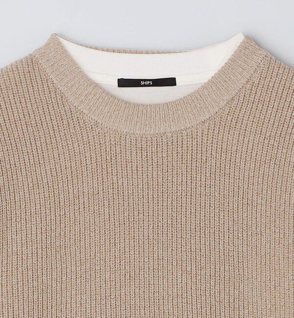 SHIPS「【WEB限定】SHIPS: ビッグシルエット クルーネック レイヤード ニット（ニット+ロンT）」|ニット・セーター|