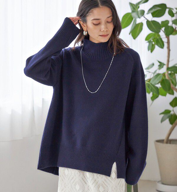 SHIPS for women「〈手洗い可能〉ウール カシミヤ ハイネック プルオーバー」|ニット・セーター|ネイビー