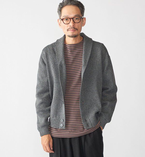 SHIPS「SHIPS:〈手洗い可能〉ミックス ポリ ショールカラー ニット カーディガン」|カーディガン|