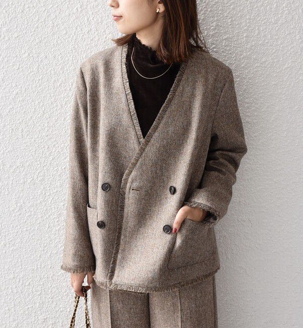 SHIPS Colors 「SHIPS Colors:フリンジ ヘリンボーン ジャケット」|ノーカラージャケット|