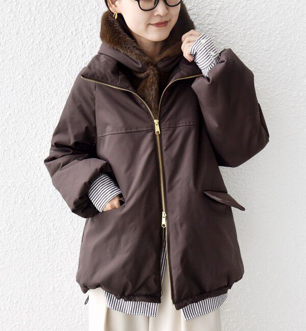 SHIPS for women「【WEB限定】2WAY フェイクファー 中綿 ブルゾン」|ブルゾン・スタジャン|ブラウン