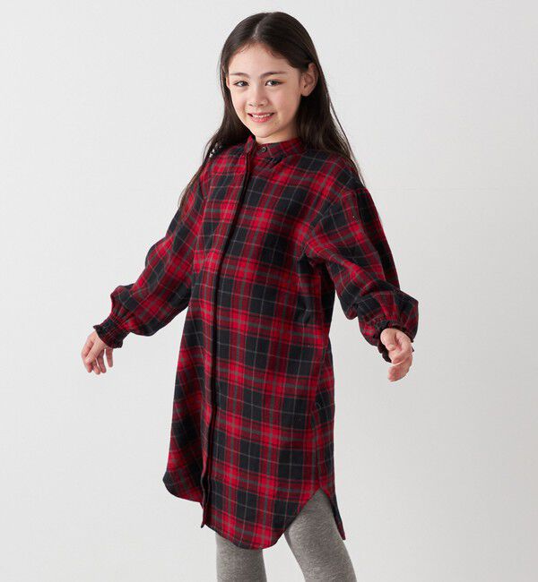 SHIPS any「SHIPS any:〈洗濯機可能〉ウォーム ネル/コーデュロイ シャツ ワンピース <KIDS>」|ワンピース|レッド