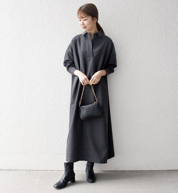 SHIPS any「SHIPS any:〈洗濯機可能〉サージ スキッパー シャツ ワンピース」|ワンピース|