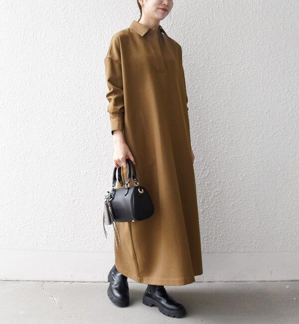 SHIPS any「SHIPS any:〈洗濯機可能〉サージ スキッパー シャツ ワンピース」|ワンピース|