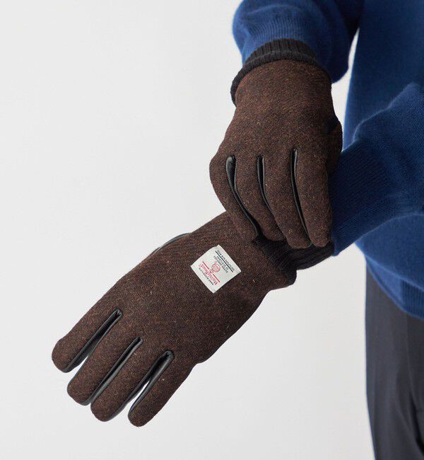 SHIPS「SHIPS:〈タッチパネル対応〉HARRIS TWEED レザー コンビ グローブ」|手袋|