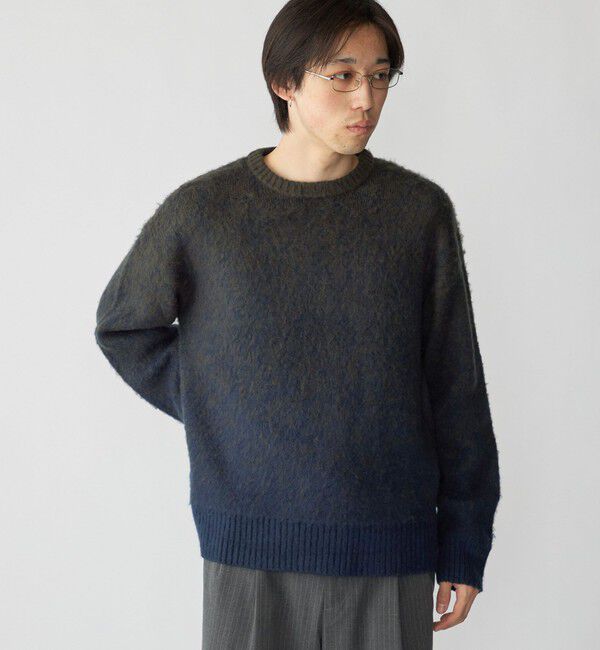 SHIPS「City Ambient Products: グラデーション シャギー クルーネック ニット」|ニット・セーター|オリーブ
