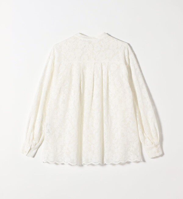 SHIPS any「《一部追加予約》SHIPS any:〈手洗い可能〉フラワー メッシュ レース バンドカラー タック シャツ」|シャツ・ブラウス|