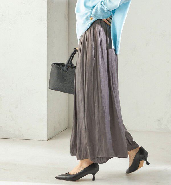 SHIPS for women「〈手洗い可能〉カッセン パウダー サテン スカート パンツ」|その他|ダークグレー