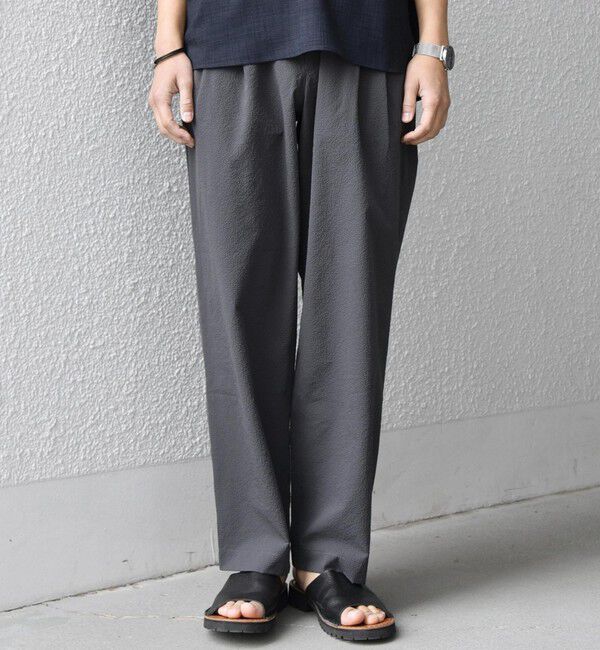 SHIPS any「SHIPS any: SOLOTEX(R) シアサッカー セミワイド イージーパンツ(セットアップ対応)26SS◆」|その他|チャコールグレー