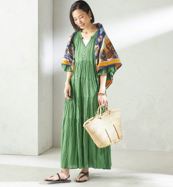 SHIPS for women「《予約》【SHIPS別注】Fanaka:〈手洗い可能〉クリンクル 袖 フレア ワンピース」|ワンピース|