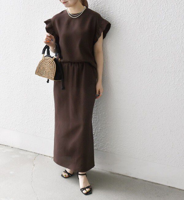 SHIPS any「《予約》SHIPS any:〈洗濯機可能〉リネンライク ブラウス &times; タイトスカート セットアップ」|ワンピース|