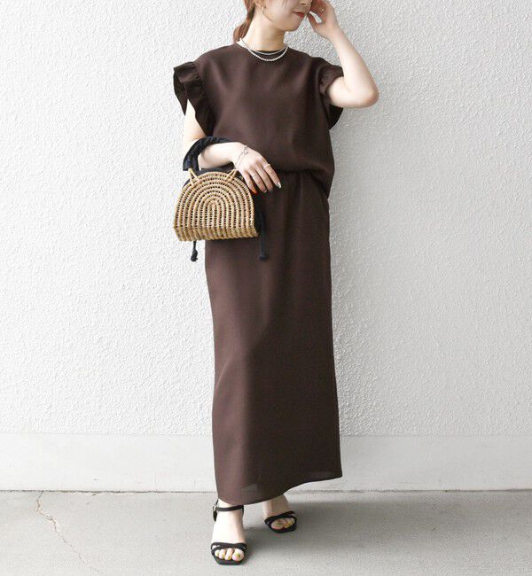 SHIPS any「《予約》SHIPS any:〈洗濯機可能〉リネンライク ブラウス &times; タイトスカート セットアップ」|ワンピース|