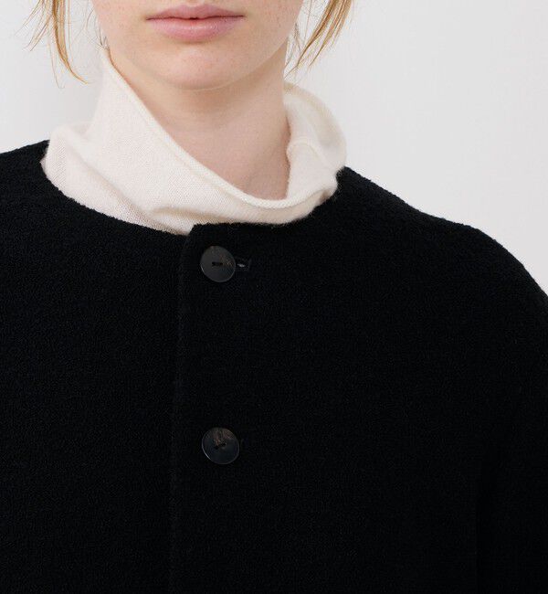 GALERIE VIE「ファインブークレー クルーネックジャケット」|ノーカラージャケット|
