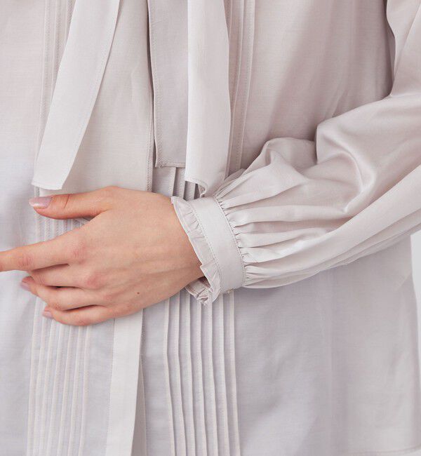 Ballsey「コットンシルクサテン ピンタックボウタイブラウス」|シャツ・ブラウス|