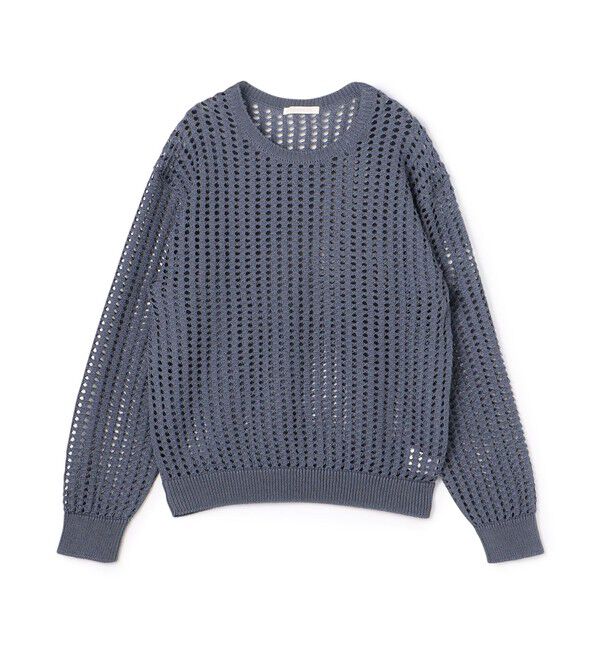 GALERIE VIE「オープンワークコットン クルーネックプルオーバー」|ニット・セーター|67 ダークブルー