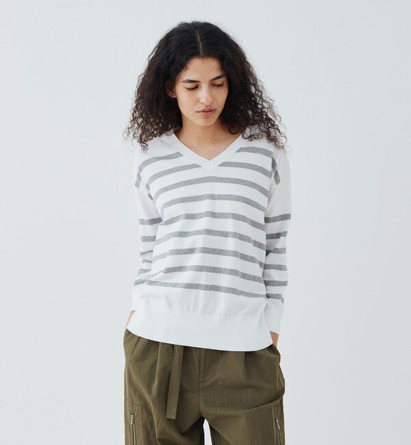 GALERIE VIE「プレーンコットン Vネックプルオーバー」|ニット・セーター|