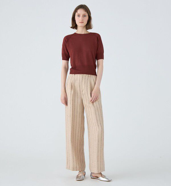 MACPHEE「プレーンリネン ハーフスリーブプルオーバー」|ニット・セーター|