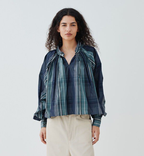 GALERIE VIE「ライトタフタ スタンドカラーブラウス」|シャツ・ブラウス|