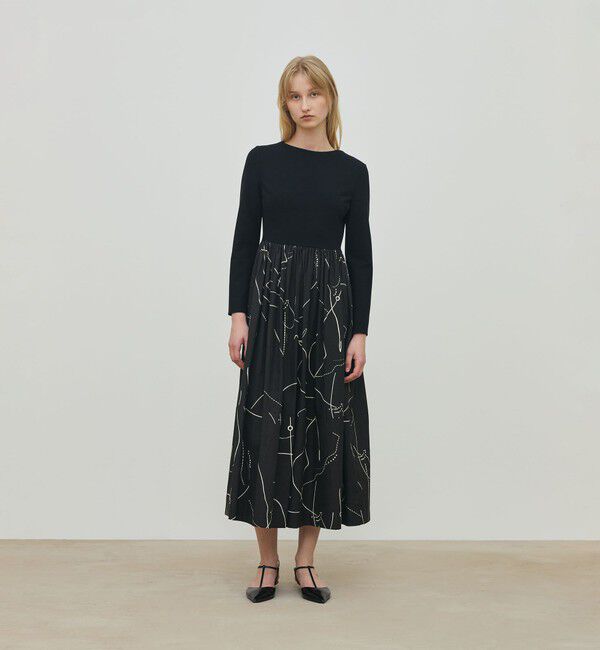 DES PRES「コードステッチプリント コンビコクーンワンピース」|ワンピース|