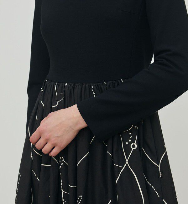 DES PRES「コードステッチプリント コンビコクーンワンピース」|ワンピース|