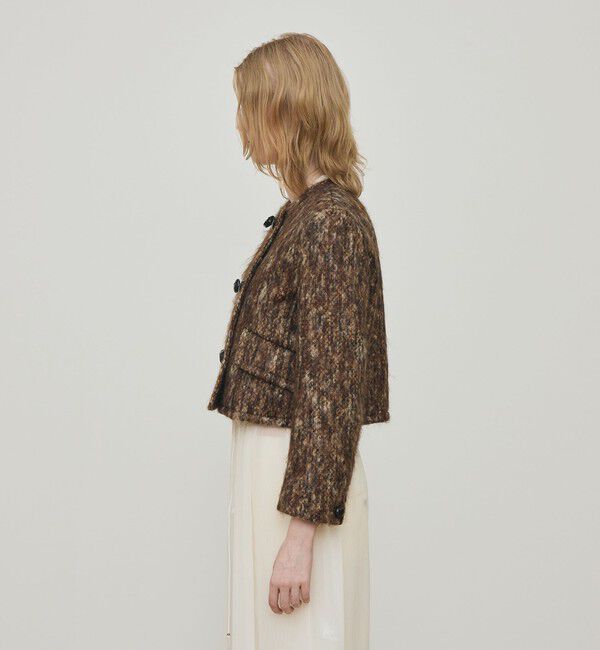 DES PRES「ループヤーンツイード ダブルブレスレッド ノーカラージャケット」|ノーカラージャケット|