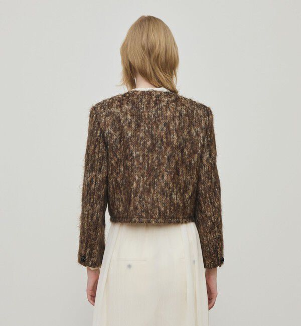 DES PRES「ループヤーンツイード ダブルブレスレッド ノーカラージャケット」|ノーカラージャケット|
