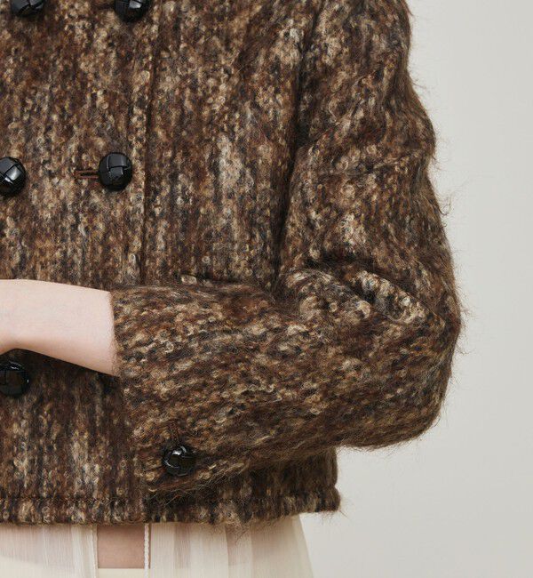 DES PRES「ループヤーンツイード ダブルブレスレッド ノーカラージャケット」|ノーカラージャケット|