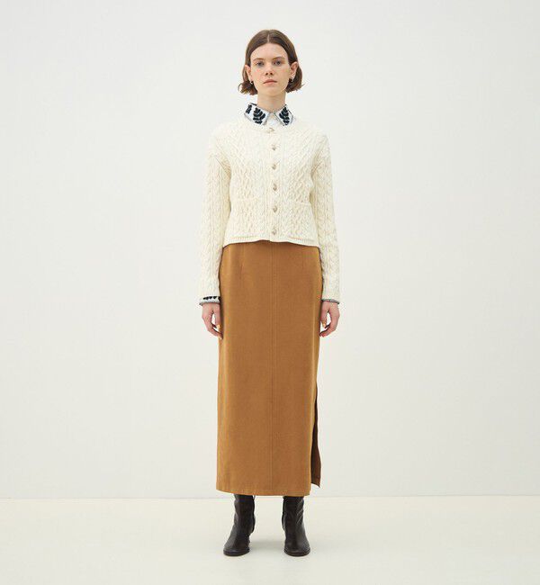 MACPHEE「ハイブリットコットンケーブル クルーネックカーディガン」|カーディガン|