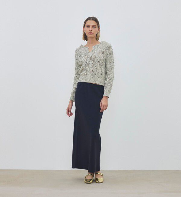 DES PRES「コットンスパンコールムリネ キーネックプルオーバー」|ニット・セーター|