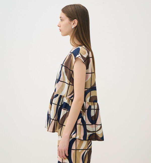 TOMORROWLAND collection「【WEB先行予約】アイレットウェーブプリント チュチュブラウス」|シャツ・ブラウス|