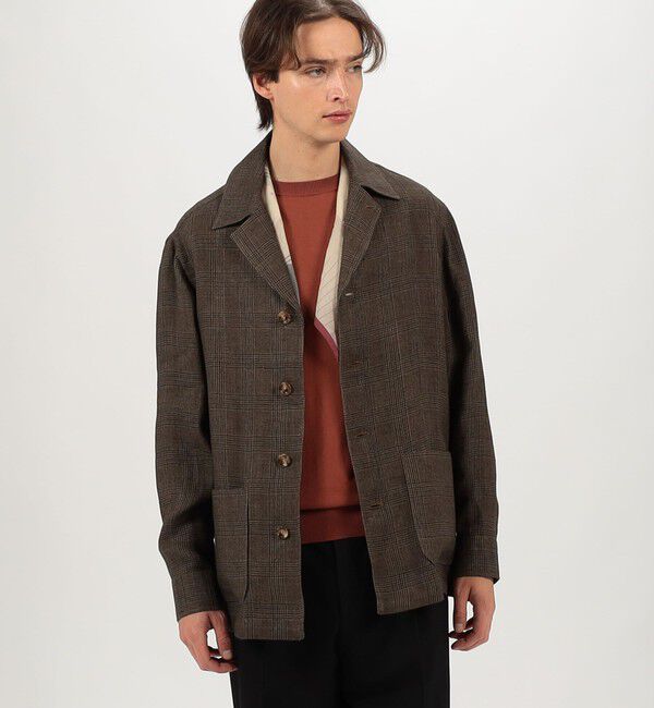 TOMORROWLAND MENS「リネングレンチェック ハンドカバーシャツブルゾン」|ブルゾン・スタジャン|