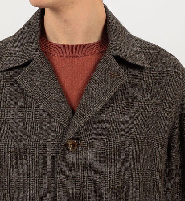 TOMORROWLAND MENS「リネングレンチェック ハンドカバーシャツブルゾン」|ブルゾン・スタジャン|