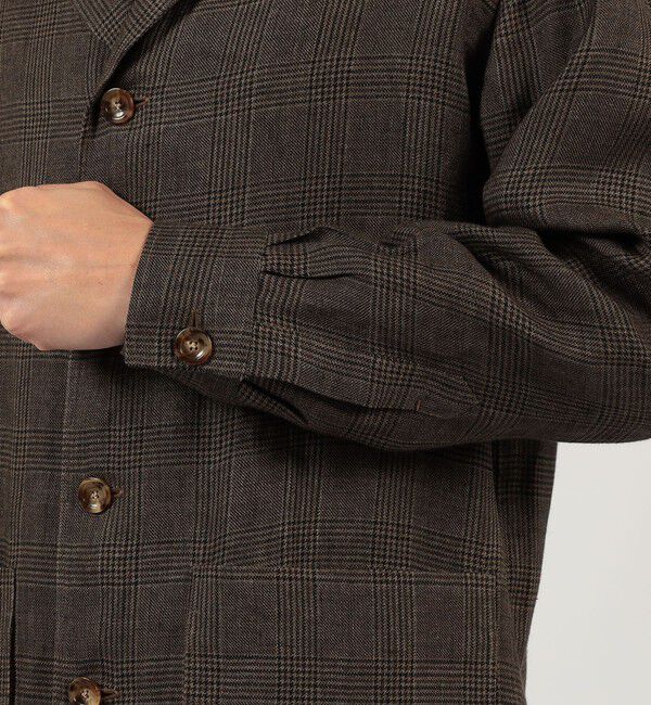 TOMORROWLAND MENS「リネングレンチェック ハンドカバーシャツブルゾン」|ブルゾン・スタジャン|