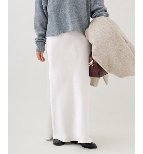 IENA「《追加9》ダブルサテンスカート」|スカート|ホワイト A