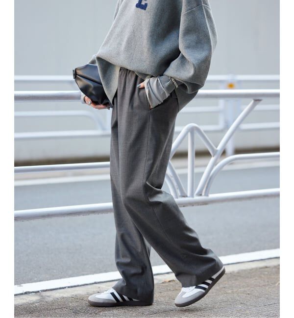 SLOBE IENA「《3サイズ展開/WEB限定/追加2》ウール混ドロストイージースラックス」|スラックス|