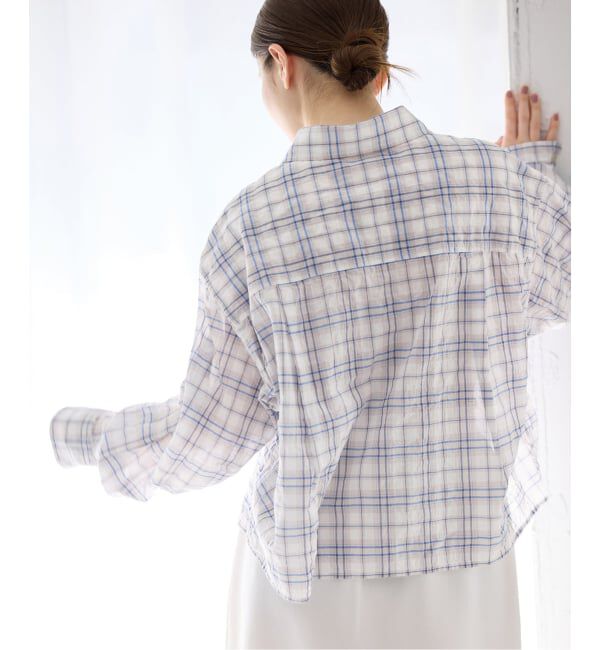 IENA「《新色/追加》シャーリングチェックショートシャツ」|シャツ・ブラウス|