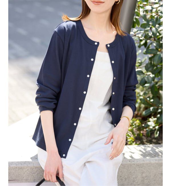 SLOBE IENA「《予約》強撚フライスパールボタンカーディガン」|カーディガン|