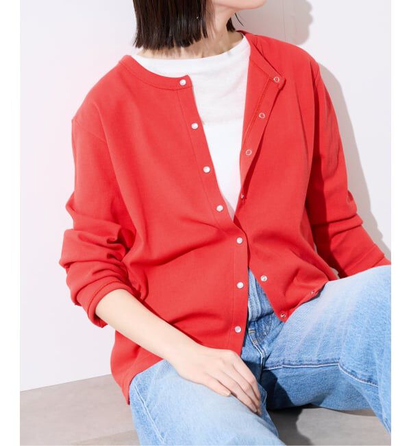 SLOBE IENA「《予約》強撚フライスパールボタンカーディガン」|カーディガン|レッド