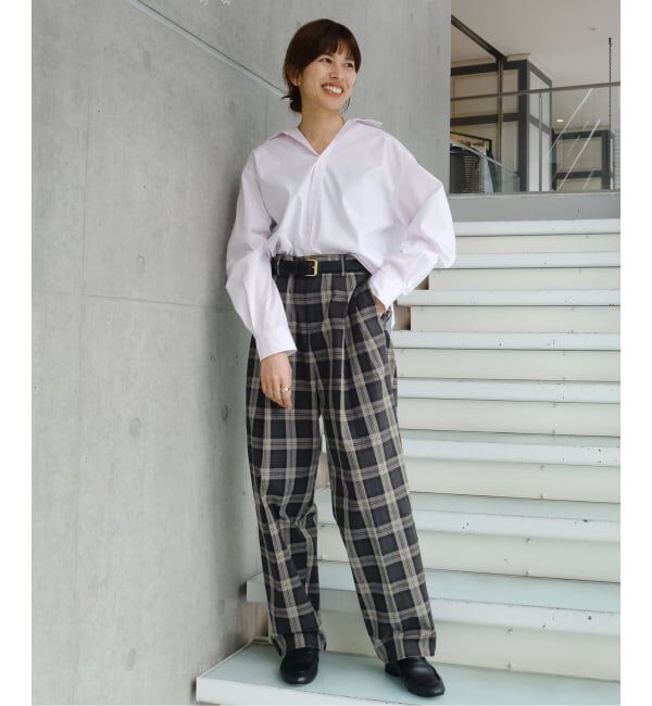 IENA「《予約》Maison IENA 別注 Nell/ネル チェックペグトップパンツ 261-202-61」|スラックス|