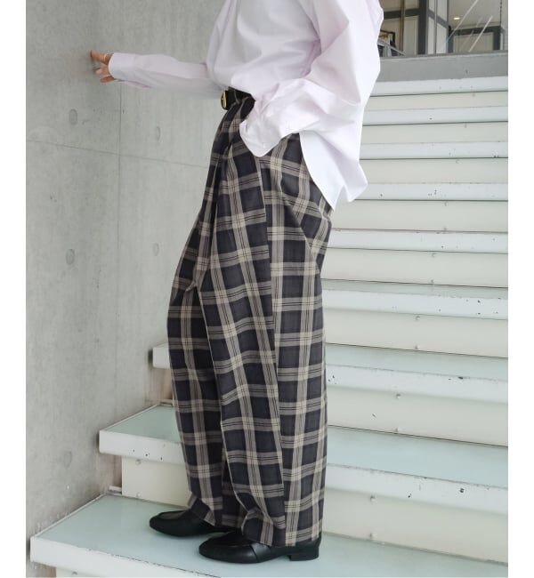 IENA「《予約》Maison IENA 別注 Nell/ネル チェックペグトップパンツ 261-202-61」|スラックス|
